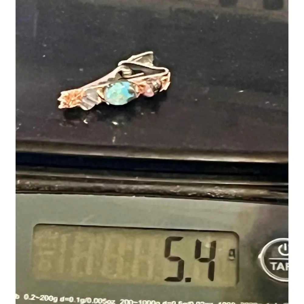 Vintage Silver Tone Turquoise Gemstone Copper Wire Southwestern Tie Clip